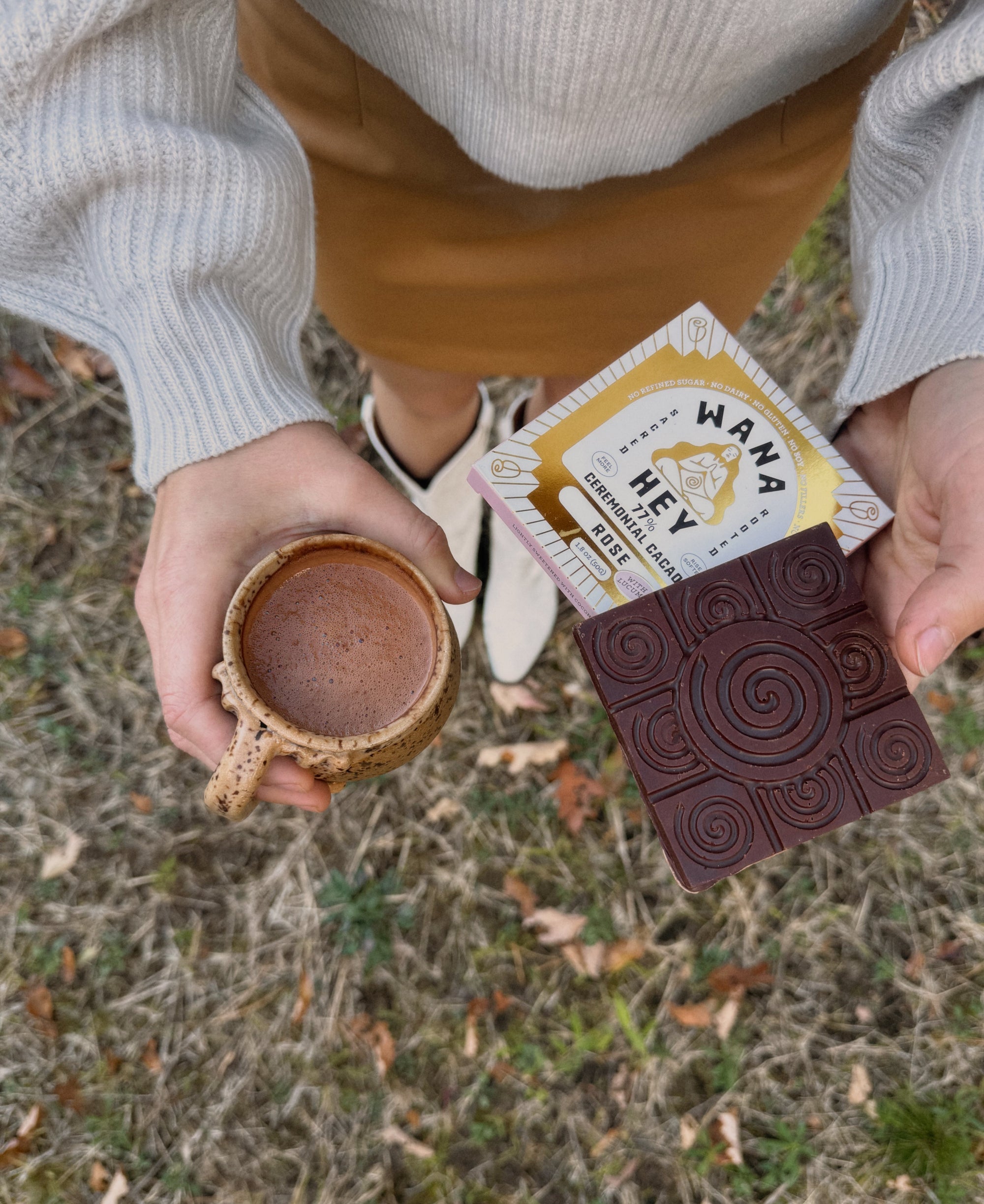 WANA HEY Ceremonial Chocolate Bar from Peru Rose Spiral Shape